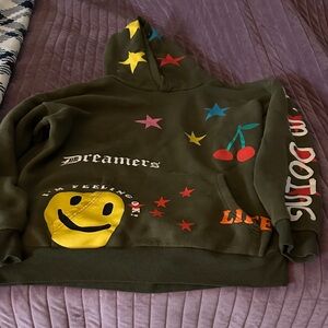 PacSun Olive Hoodie with Yellow Accents